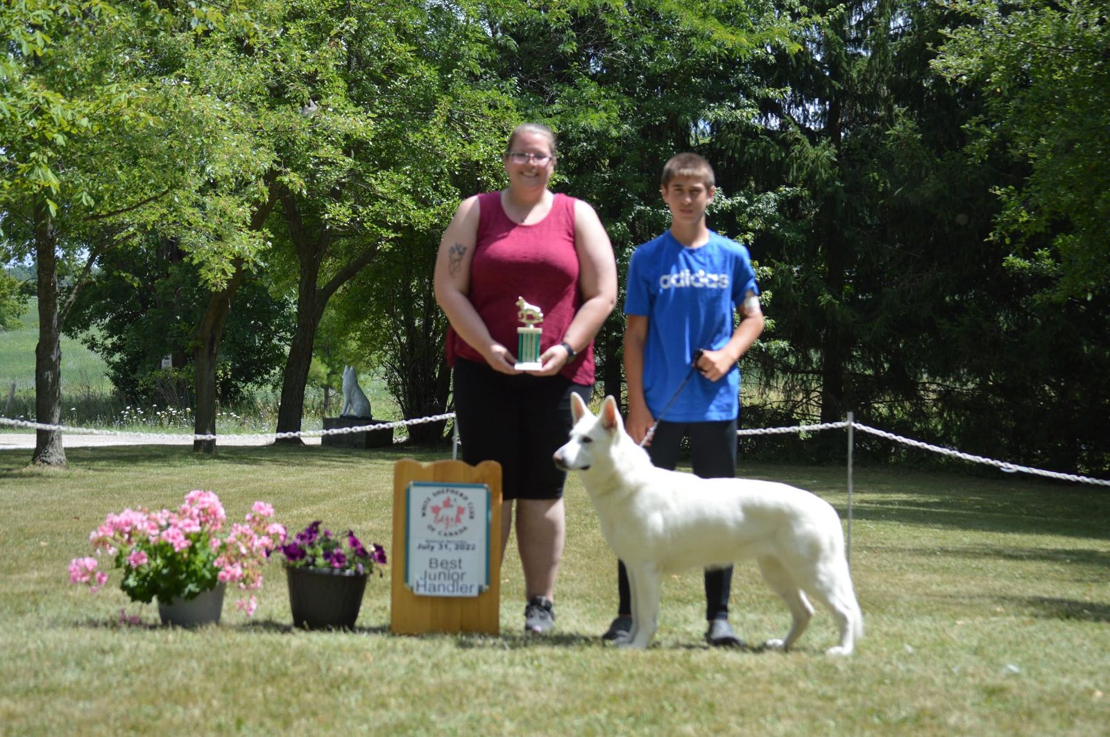 Best Junior Handler trophy, White Shepherd Club of Canada, July 2022